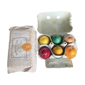6 Colorful Hand Carved Alabaster Eggs by Ducceschi Made In Italy in Carton NEW